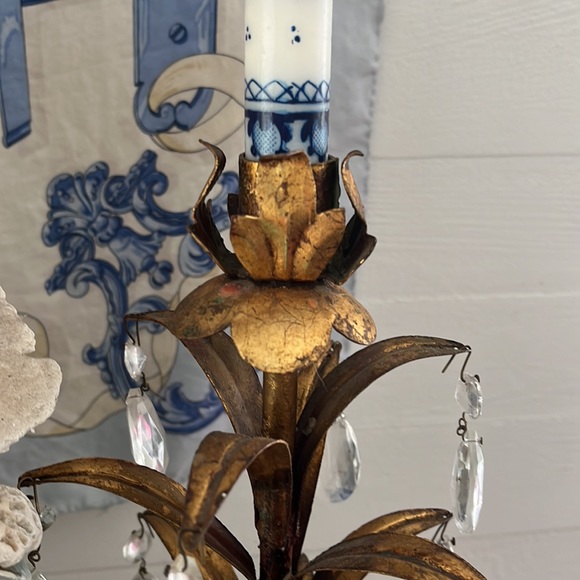 •VINTAGE TOLE GILT MARBLE CANDELABRA• - Picture 14 of 15